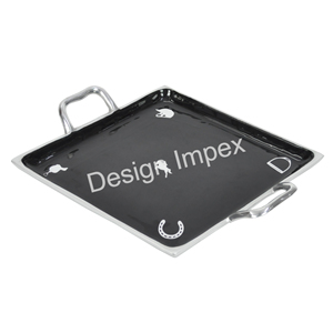 Plateau rectangulaire en aluminium massif Table design personnalisée Plateau de service décoratif en métal Organiser pour l'utilisation de fête de mariage Plateau standard - Product Image 3