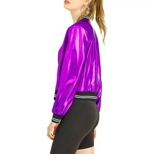 Chaquetas de Mujer Color Morado, Satén de Seda, las Mejores Chaquetas Bomber Cortas para Mujer, Chaquetas de Alta Calidad para Exteriores - Product Image 4
