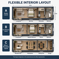 Maison Modulaire Contemporaine en Conteneur Préfabriqué, Bâtiment Portable avec Porte Pliante en Verre Panoramique pour Hôtel, Bureau ou Hébergement