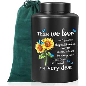 High on Demand Sunflower Butterflies Design Metal <b>Urns</b> for Human Ashes Available at <b>Large</b> Quantity from Indian Exporter - Product Image 1