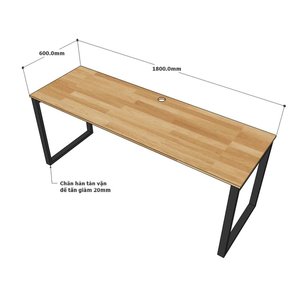 60x180cm Rectangular Rubberwood <b>Desk</b> Extendable Durable with Metal Material for Home Office School Living Room Dining-HBRT035 - Product Image 6