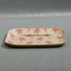 Plateau de service vert ovale élégant avec design à carreaux classique et garniture dorée, parfait pour exposer des collations et améliorer la décoration - Product Image 4