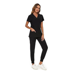 Uniformes Médicos de Algodón y Poliéster con Logotipo Personalizado al por Mayor, Conjuntos de Uniformes de Enfermera, Uniformes de Hospital Elásticos, Tops Unisex de Lona - Product Image 2