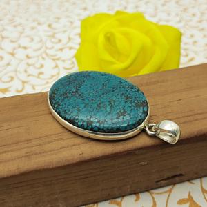 Collier pendentif Firoza tibétain naturel en argent sterling 925 gros pendentif Firoza tibétain fait à la main bijoux en argent sterling - Product Image 3