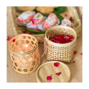 Top Vente Écologique Bambou Bougeoir Taille Personnalisée Tissé À La Main Bambou Fleur Vase et Cadeau Conteneur - Product Image 4