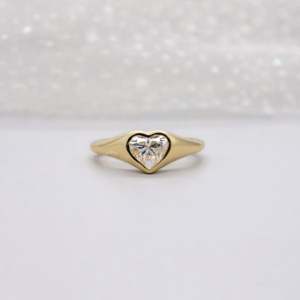 IGI Certified Solid Yellow Gold Bezel Heart <b>Diamond</b> <b>Ring</b> - Product Image 1
