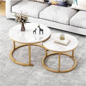 Marble Luxury Metal Outdoor Glass <b>TV</b> Stand and Set of 3 Modern Coffee <b>Table</b> for Living Room Home Furniture - Product Image 2