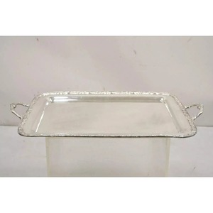 Plateau Plaqué Argent Vintage Style Victorien Anglais, Plateau de Service Festonné et Plateau de Service Perforé Plaqué Argent - Product Image 2