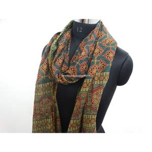 Gros Ajrakh Imprimé Tissu Colorant Naturel Main Bloc Hijab Écharpe 100% Coton Doux et Confortable Dupatta - Product Image 4