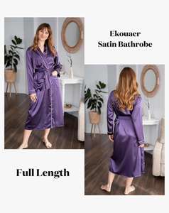 Ekouaer Peignoir en satin doux et léger pour femme, manches longues, robes décontractées pour les fêtes de mariage, longueur au sol - Product Image 5