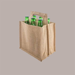 10 Uds. Bolsas de yute Natural para exteriores 500/750ml portabotellas 24,5 + 17xH23.5/31 cm para compras de cerveza - Product Image 4
