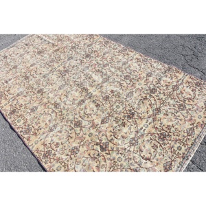 Grand tapis turc de 5,2 x 8,8 pieds, tapis vintage rayé brun - Product Image 4