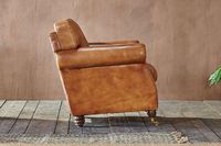Canapé en cuir véritable de qualité supérieure, style contemporain antique, pieds en bois, accoudoirs roulés, dossier rembourré, mobilier de luxe pour la maison