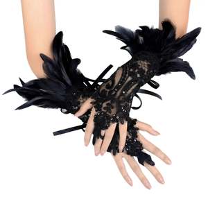 Gants en plumes Bal Masqu à motif brodé - Product Image 5