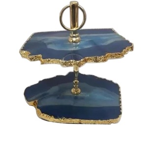 Luxe anniversaire fête de mariage décor gâteau support de service assiette en bois forme ronde gâteau à la main décoration métal gâteau support - Product Image 2