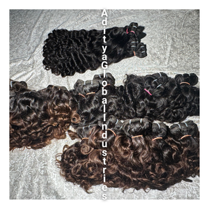 Faisceaux de cheveux ondulés rebondissants de temple indien brut Vendeurs de cheveux non transformés Fournisseurs de cheveux crus tissés à la machine - Product Image 1