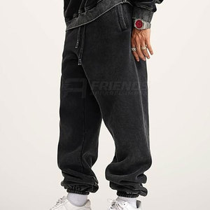 Pantalones de Moda con Lavado Ácido para Hombre, Cintura Media, Corte Holgado, Estilo Casual, 100% Algodón, Cómodos, Estilo Urbano - Product Image 4