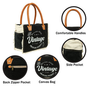 Sac fourre-tout rétro de grande capacité pour femmes avec poignée en cuir motif de lettre en toile écologique pour les voyages et les cadeaux - Product Image 2