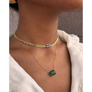 Collar de Cadena Cubana St Tropez Chapado en Oro de 14k con Acento de Perla, Moissanita o Diamante - Product Image 2