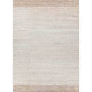 Alfombra de Lana Contorneada Hecha a Mano en Color Marfil - Hwl-261 9x12 Rectangular para Decoración de Sala de Estar, Color Sólido, Técnica de Tejido a Mano, para Adolescentes - Product Image 1
