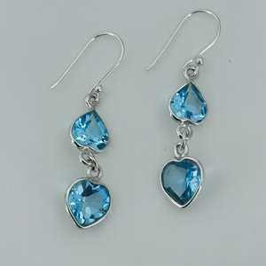 Pendientes Colgantes Hechos a Mano con Forma de Doble Corazón de Topacio Azul, Piedra Preciosa Natural, Plata de Ley, para Aniversario, Cumpleaños, Pendientes Finos - Product Image 2