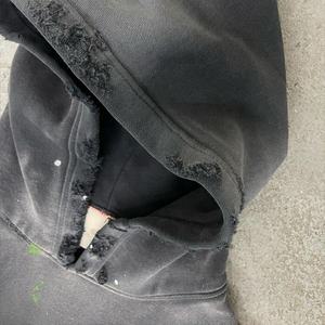 Sweat à capuche délavé au soleil personnalisé 100% coton pull à capuche surdimensionné Vintage en détresse déchiré sunfaded sweats à capuche délavés à l'acide pour hommes - Product Image 6