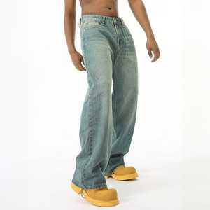 Street <b>Elastic</b> <b>Jeans</b> <b>Men</b> Denim Cargo Pants Wash Solid Color Multi Pockets Casual Mid <b>Waist</b> Trousers Slim Fit Daily Wear Joggers - Product Image 2