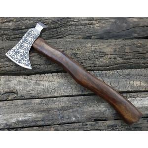 Jexmoo Custom 19.5" D2 Steel Tomahawks Rosewood <b>Handle</b> with Leather Sheath Outdoor Gift Dad Handmade Industrial Grade - Product Image 2