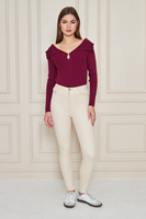 Jersey de punto acanalado para mujer, suéter con cuello chal, ropa larga informal para verano, otoño e invierno, transpirable, patrón anticontracción