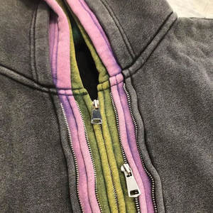 เสื้อมีฮู้ดสำหรับผู้ชายโอเวอร์ไซส์แบบสามชั้นซิปบ็อกซี่ทรงโอเวอร์ไซส์ - Product Image 4