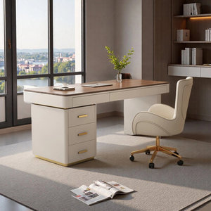 Bureau d'écriture minimaliste italien en bois massif DESK-0090 Poste de travail informatique moderne - Product Image 6