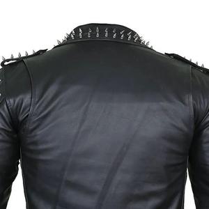 <b>Men</b> PU Leather Motorcycle <b>Jacket</b> <b>Fur</b> Trim Front Logo Customizable High Street Style Zipper Closure Wholesale - Product Image 6