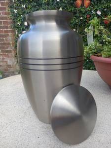 Brass Adult Cremation Urn <b>for</b> <b>Ashes</b> Silver Tri-Band <b>for</b> Human Adult Male Female <b>Ashes</b> - Product Image 3