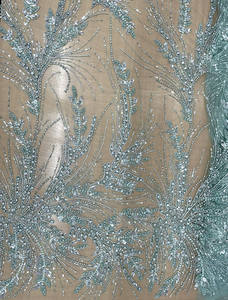 Nuevo diseño 2025, cuentas de piedra de cristal verde menta, vestido de tela de encaje de boda, vestido de novia bordado, vestido de novia, tela nupcial - Product Image 5