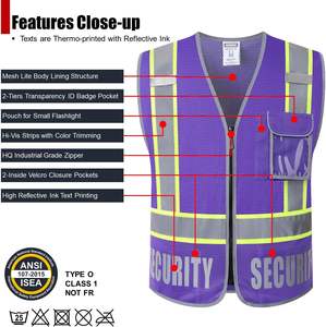 Gilet de sécurité pour hommes femmes gilet de sécurité réfléchissant avec 5 poches et maille à glissière avant haute visibilité - Product Image 3