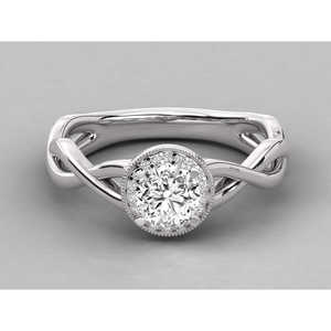 Bague solitaire en or 10 carats avec diamant rond brillant pour femme - Product Image 5
