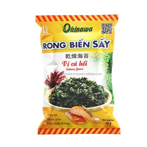 Snack croustillant aromatisé au saumon d'Okinawa biologique aux algues 100% sac de 12g de haute qualité naturel du Vietnam - Product Image 1