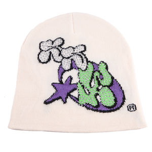 หมวกบีนนี่ถักลายตัวอักษรโลโก้ตามสั่งหมวกถักผ้าแจ็คการ์ดพร้อมพลอยเทียม - Product Image 6