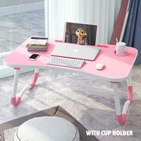 Table d'ordinateur portable multifonctionnelle avec support de quai et porte-gobelet à café Table d'étude pliable et portable ergonomique
