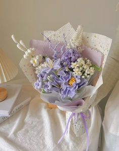 Nouveau bouquet mignon pour cadeaux, bouquet mixte fini, fleurs au crochet faites à la main, bouquet de fleurs tricotées pour mariage et décoration intérieure - Product Image 5