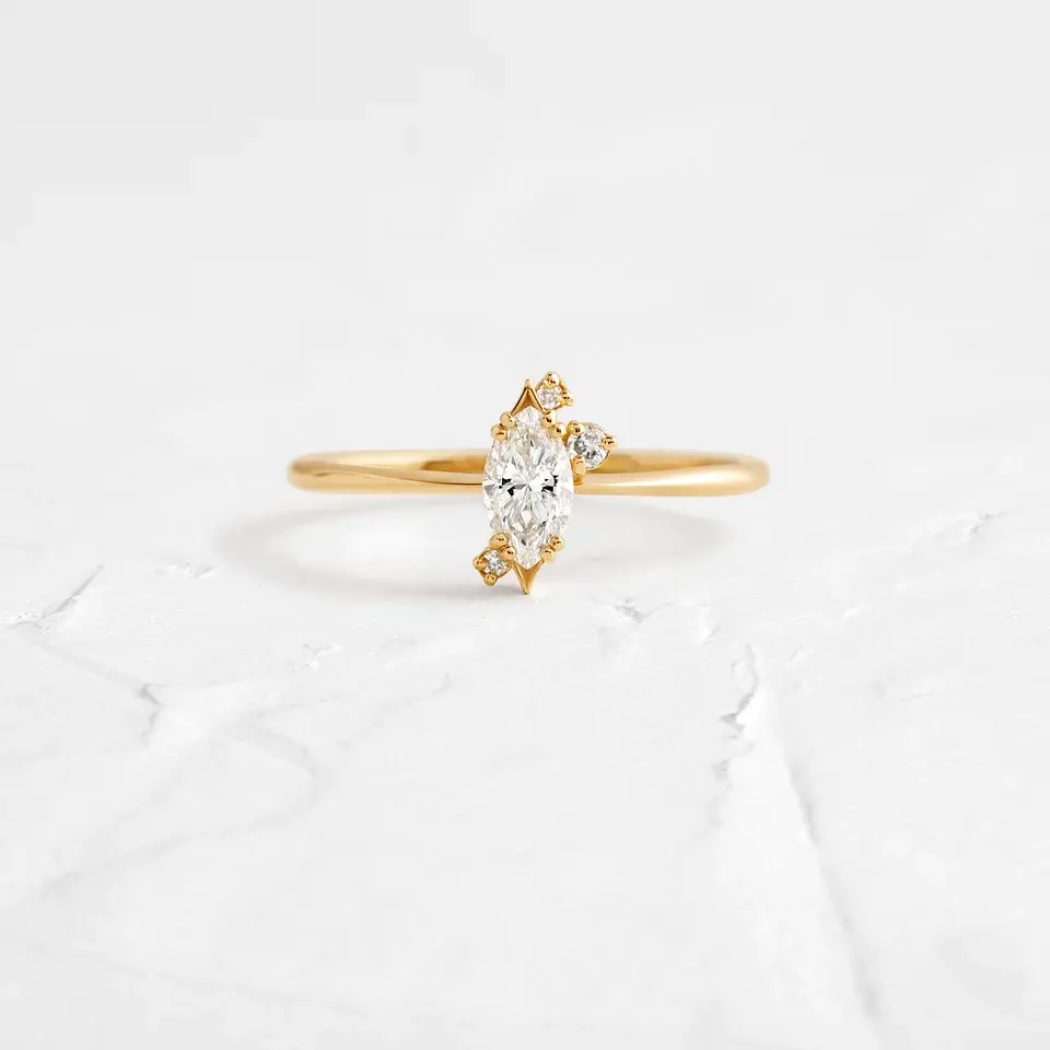 แหวนหมั้นเพชรโมอิสตัดขนาด14K แหวนทองสีเหลืองสำหรับผู้หญิงแหวนแต่งงานเพชรผ่านการรับรองคุณภาพ