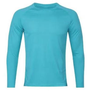 T-shirt de sport surdimensionné en maille 100% polyester à séchage rapide avec logo personnalisé, manches longues, vêtements de sport pour la course à pied, haut respirant pour homme - Product Image 1
