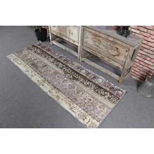 Vintage Turkish Rug 2.5x6.4 ft (75x195 cm), <b>Brown</b> <b>Wool</b> Rug - Product Image 4