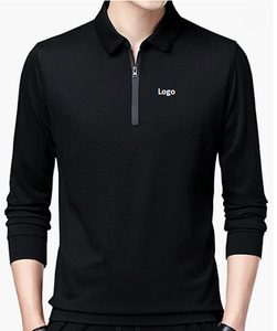 Polo décontracté à manches longues avec fermeture éclair pour homme, haut à col, livraison rapide quantité minimale de commande de commande, vente en gros - Product Image 3