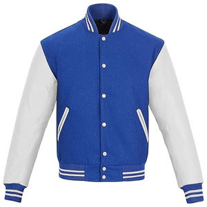 Cuerpo de lana de hombre de alta calidad y chaquetas universitarias de manga de cuero genuino logotipo personalizado chaqueta de béisbol universitaria Lisa para hombres - Product Image 1