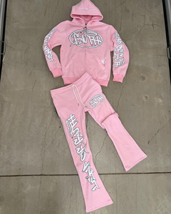 Vente en gros de vêtements de sport pour hommes avec logo personnalisé, ensemble de survêtements, délavés à l'acide, avec strass, pantalon de survêtement, sweat à capuche, jogging - Product Image 4