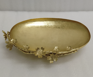 ถาดเสิร์ฟอาหารดีไซน์ดอกไม้ทำจากทองเหลืองสีทองสำหรับบ้านร้านอาหารโรงแรมเครื่องใช้บนโต๊ะอาหารชามจานหรูหรา - Product Image 2