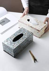 Lujosa caja de pañuelos con incrustaciones de nácar rectangular plegable - Product Image 2