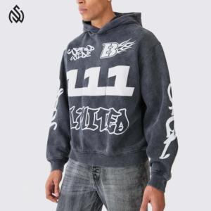 Fourniture d'usine de vêtements de sport surdimensionnés sweats à capuche imprimés bouffants basiques coton mélangé personnalisé respirant sweats à capuche imprimés bouffants pour hommes - Product Image 5