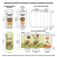 Boîte artisanale de Shawarma de poulet alimentaire imprimée personnalisée Boîte d'emballage de Shawarma en papier écologique Boîte à rouleaux de poulet à sandwich burrito arabe